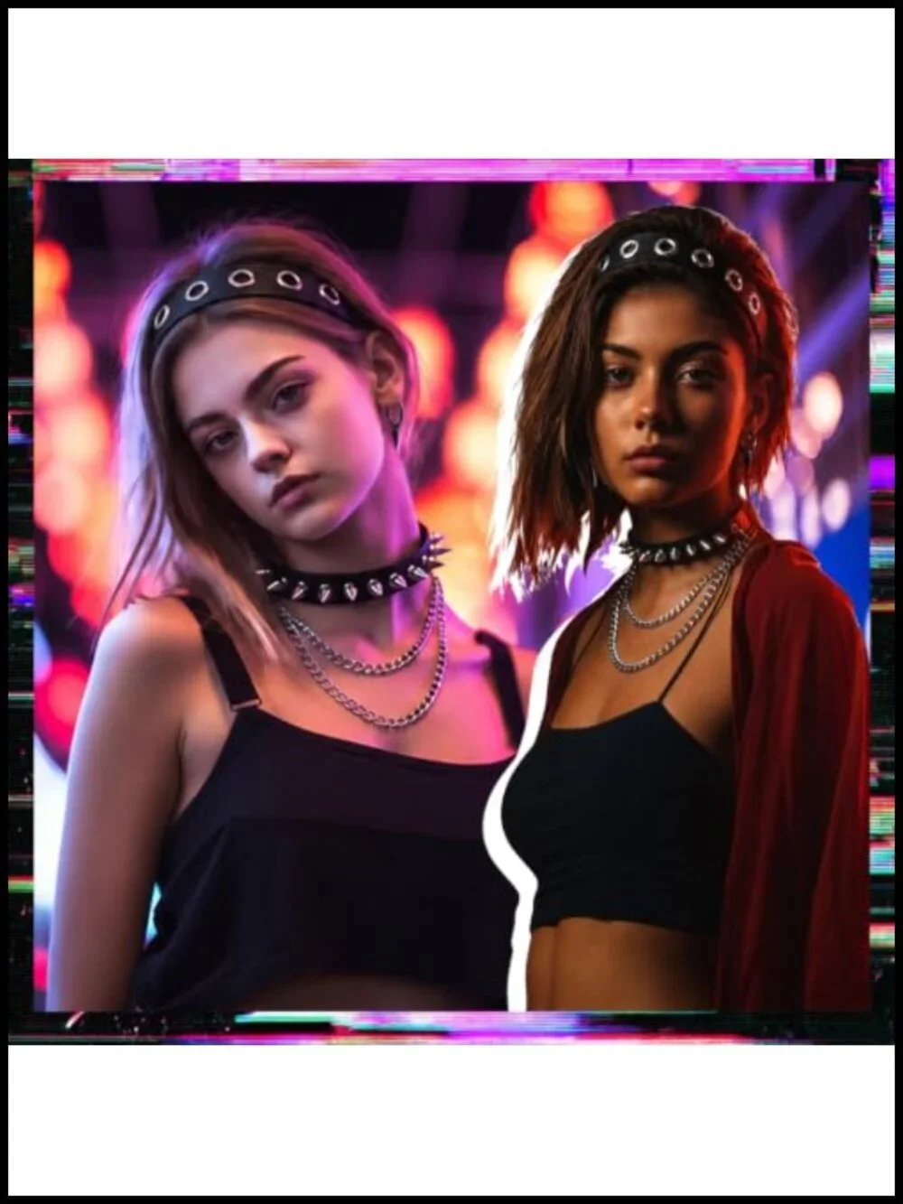 Punk Rock Accessories Set for Women - Y2K Goth Choker, Leather Headband,